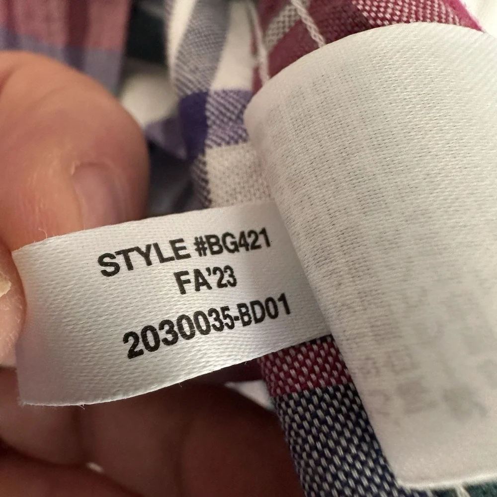 J.Crew Shirt Slim Fit Plaid BG421 Large Red Blue Cotton Button Down Excellent